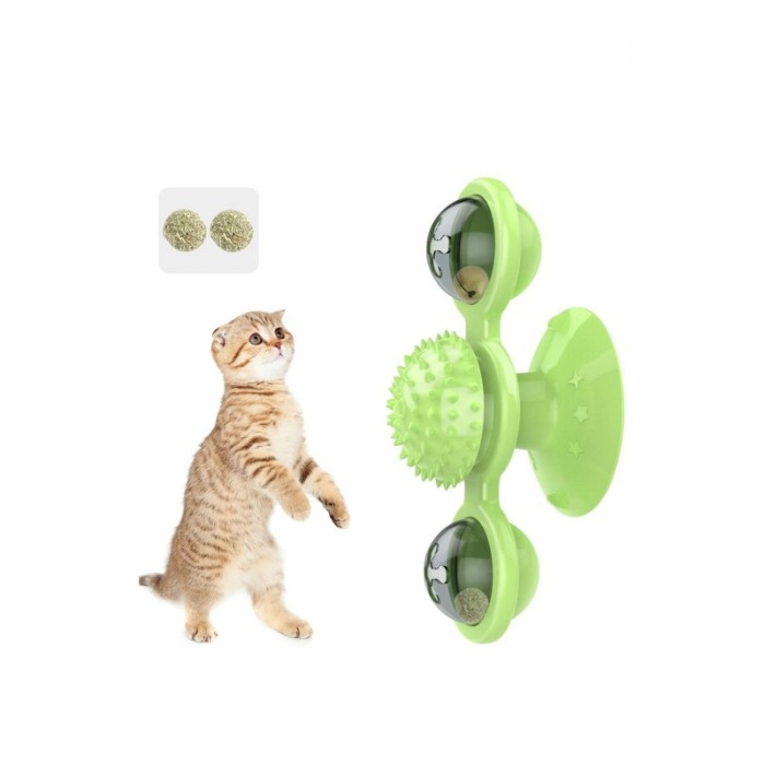 Jucarie multifunctionala pentru pisici Octopus Kitty Friend ,rotativa, cu ventuza, biluta cu efecte luminoase, iarba pisicii inc [3]