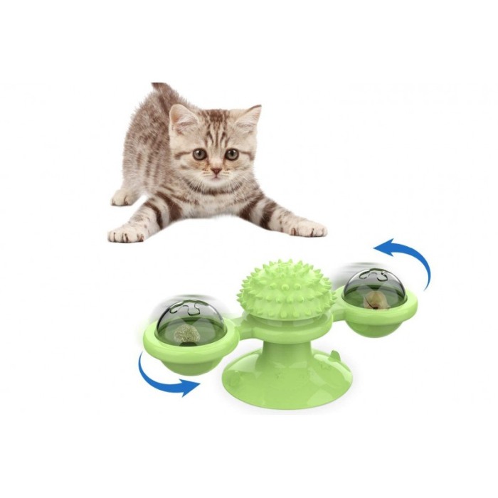 Jucarie multifunctionala pentru pisici Octopus Kitty Friend ,rotativa, cu ventuza, biluta cu efecte luminoase, iarba pisicii inc [5]