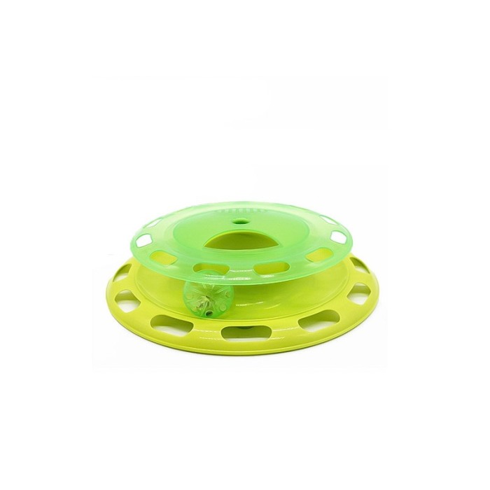 Jucarie rotativa tip turn cu doua nivele TurnTable Joy, cu bila cu clopotel, 25x6 cm, verde, Doty®️ [6]