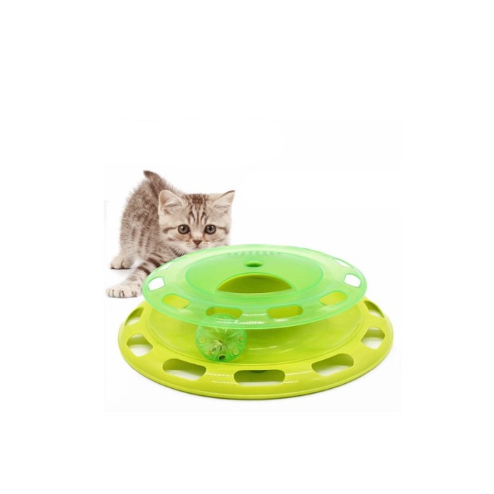 Jucarie rotativa tip turn cu doua nivele TurnTable Joy, cu bila cu clopotel, 25x6 cm, verde, Doty®️ [1]