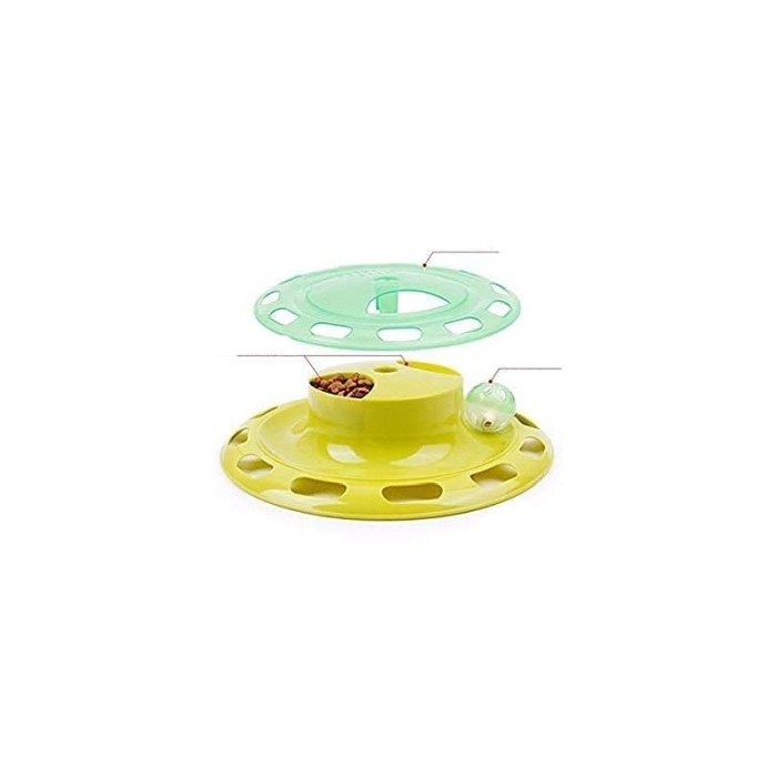 Jucarie rotativa tip turn cu doua nivele TurnTable Joy, cu bila cu clopotel, 25x6 cm, verde, Doty®️ [5]