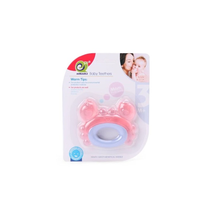 Jucarie tip inel pentru dentitie BabyTeeth Doty.ro®, forma de rac, 3 luni+, roz/albastru, materiale de calitate [1]