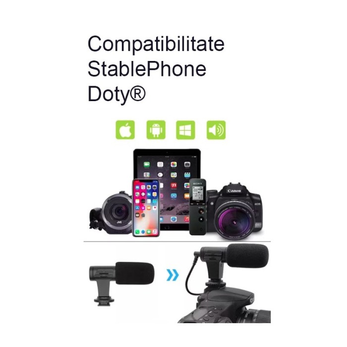 Kit cu trepied reglabil pentru telefon/aparat foto StablePhone Doty®, vlogging/podcasturi, microfon, LED, telecomanda [2]