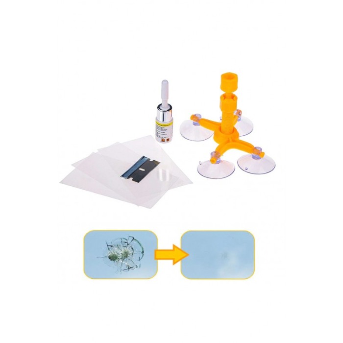 Kit pentru reparatie parbriz sau geam auto FixIt Repair, pentru repararea crapaturilor sau zgarieturilor din parbriz, [1]