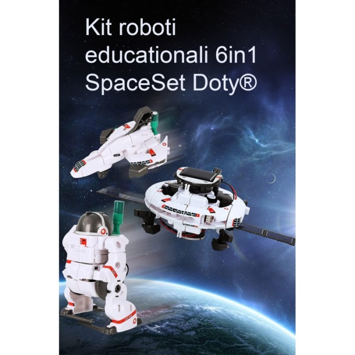 Kit robot educational DIY 6in1 SpaceSet Doty®, tehnic, instructiuni, 120 componente, multicolor, cu energie solara [2]