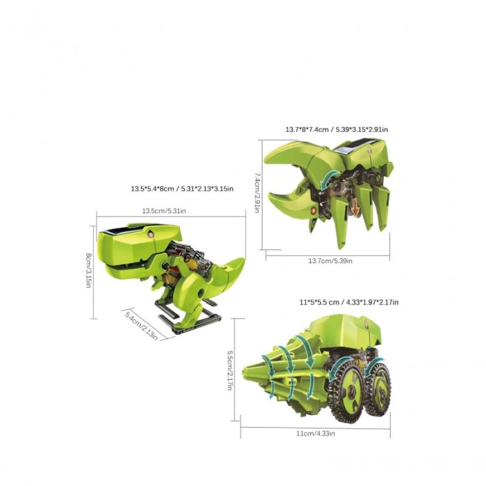 Kit Solar 3 in1 DIY EnergyToys, dinozaur,  energie solara, nu necesita baterii, educativ, multicolor, Doty®️ [2]