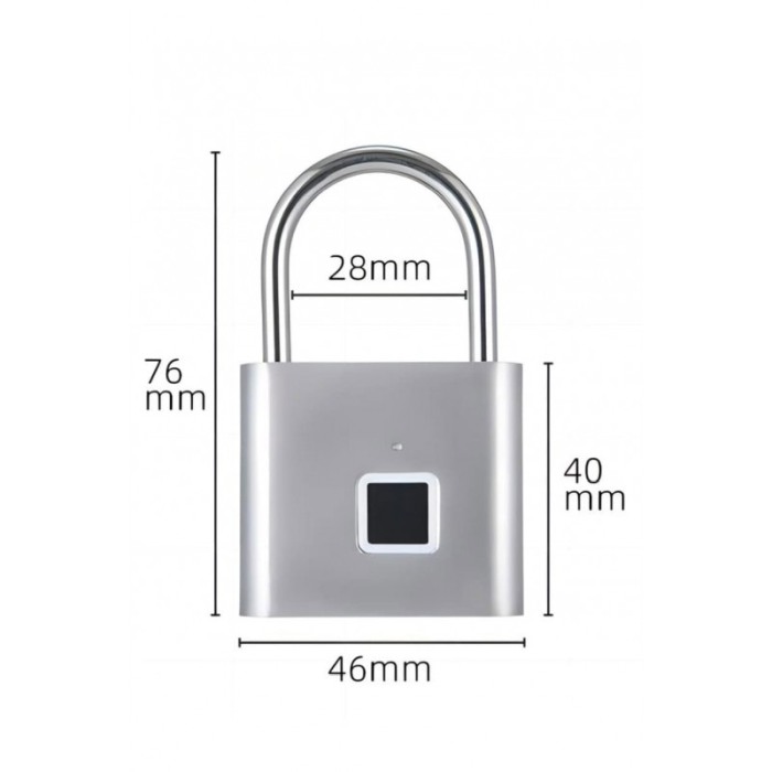 Lacat cu amprenta SmartUnlock, USB inclus, inregistreaza pana la 10 amprente, otel, argintiu, 4,6x7,6 cm, Doty®️ [2]