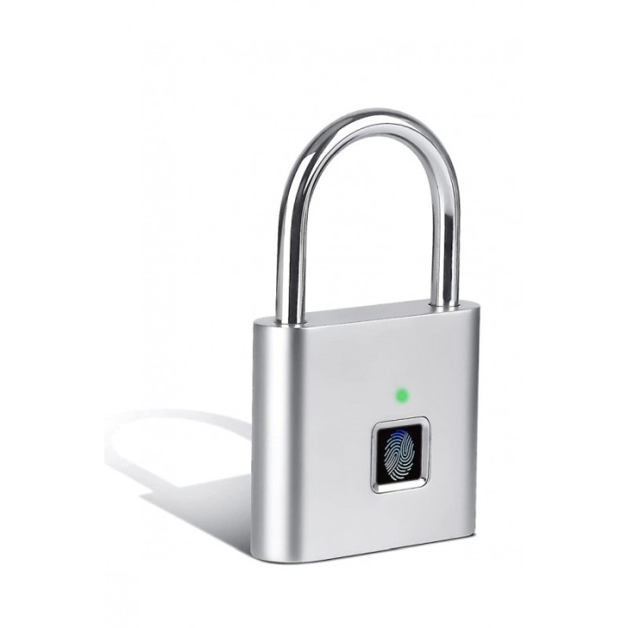 Lacat cu amprenta SmartUnlock, USB inclus, inregistreaza pana la 10 amprente, otel, argintiu, 4,6x7,6 cm, Doty®️ [5]