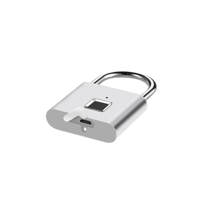 Lacat cu amprenta SmartUnlock, USB inclus, inregistreaza pana la 10 amprente, otel, argintiu, 4,6x7,6 cm, Doty®️ [4]