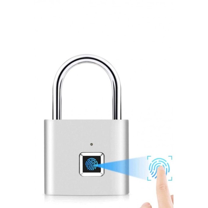 Lacat cu amprenta SmartUnlock, USB inclus, inregistreaza pana la 10 amprente, otel, argintiu, 4,6x7,6 cm, Doty®️ [8]
