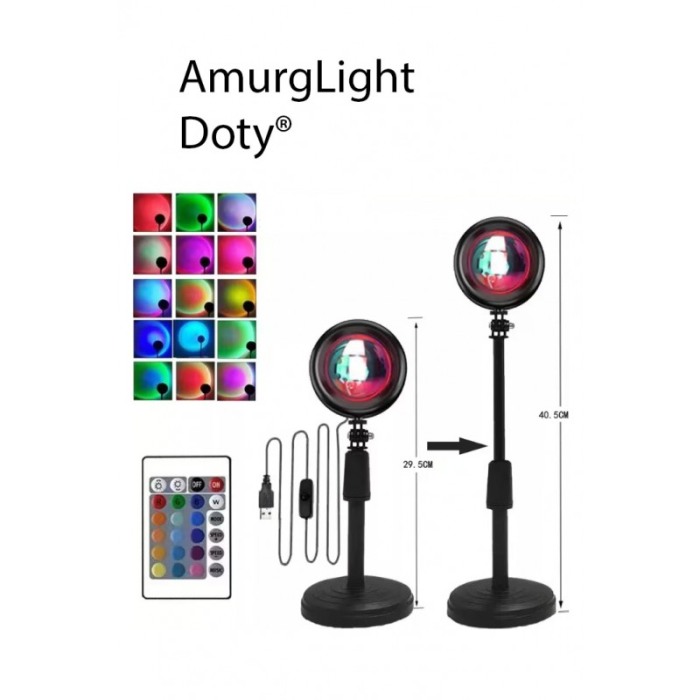 Lampa AmurgLight, cu telecomanda, lumina ambiental, atmosfera calma si placuta, rotatie 360 grade, USB inclus, negru [3]
