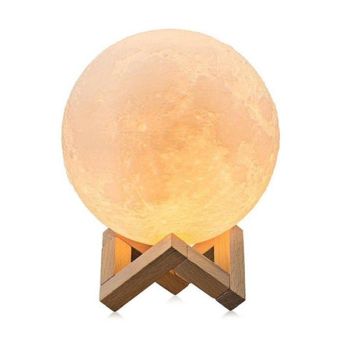 Lampa de veghe 3D FullMoon, forma de luna, stativ lemn inclus, se pot schimba culorile prin atingere,incarcare usb, alb,doty [8]