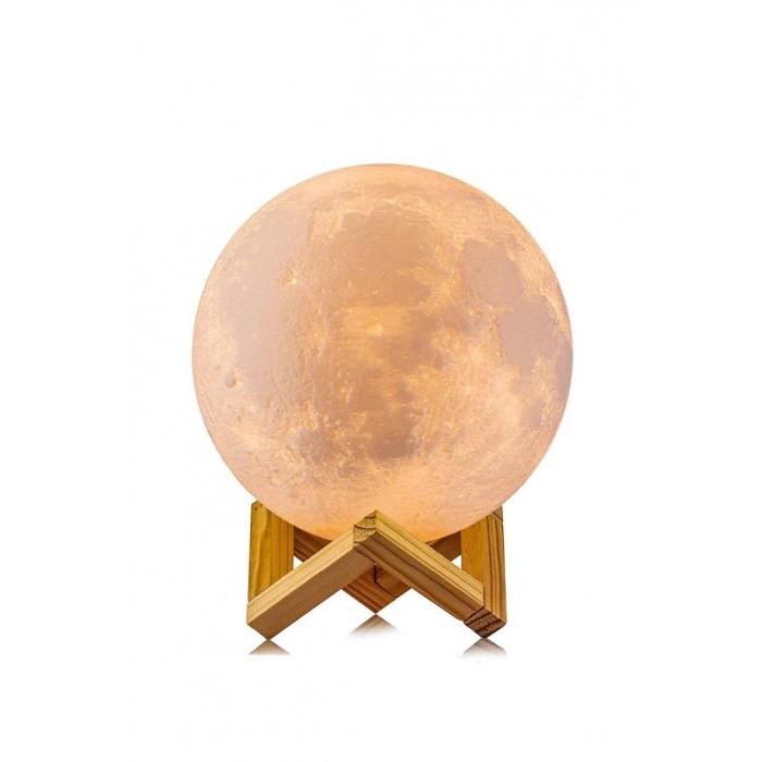 Lampa de veghe 3D FullMoon, forma de luna, stativ lemn inclus, se pot schimba culorile prin atingere,incarcare usb, alb,doty [4]