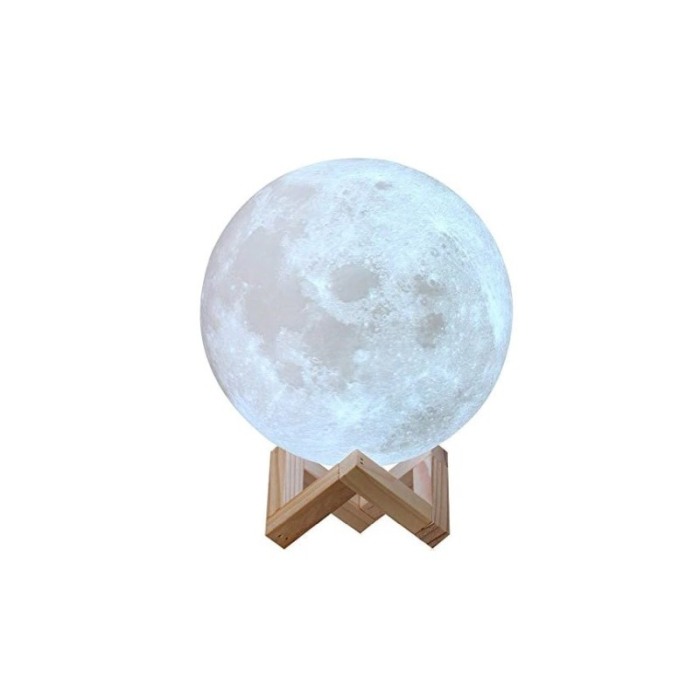 Lampa de veghe 3D FullMoon, forma de luna, stativ lemn inclus, se pot schimba culorile prin atingere,incarcare usb, alb,doty [2]