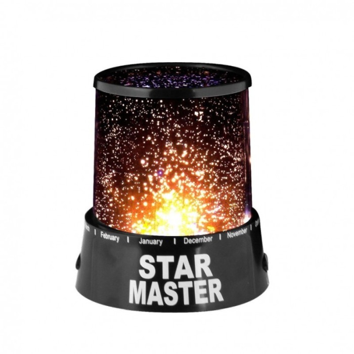 Lampa de veghe Star Show, tip proiector, functioneaza cu baterii sau USB inclus, negru, LED, 15 cm [1]