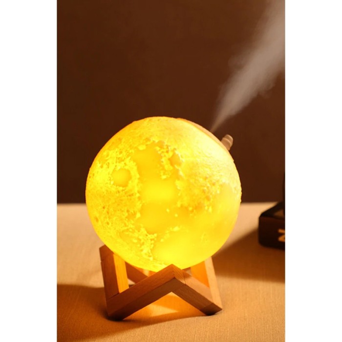 Lampa O2 Moon multifuntionala, intensitati de lumina diferite, umidificator,stativ din lemn [3]