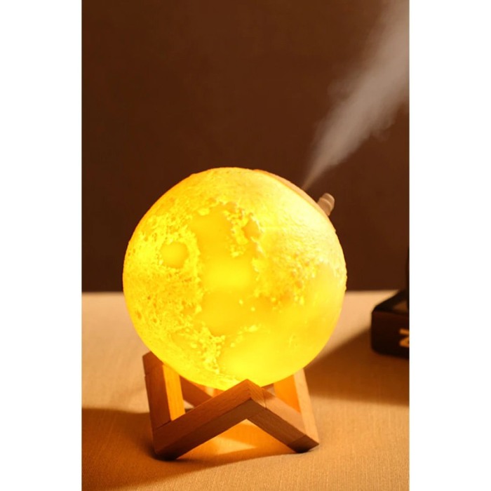 Lampa O2 Moon multifuntionala, intensitati de lumina diferite, umidificator , stativ din lemn inclus, reincarcabila [4]