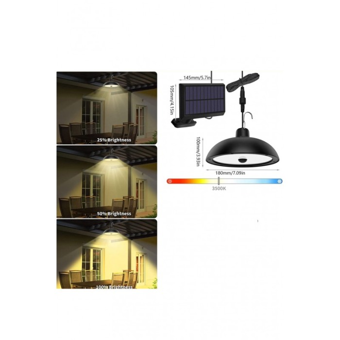 Lampa solara GreenLight, suspendata, cu telecomanda, lungimea firului 3 m, lumina ajustabila, 90 Lm/W, Doty®️ [8]