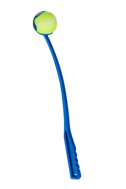 Lansator de mingi Pet Ball Shooter Doty®, retractabil pentru caini, 49 cm, minge tenis inclusa, usor de utlizat, maner antiderapant, materiale de calitate, albastru [1]