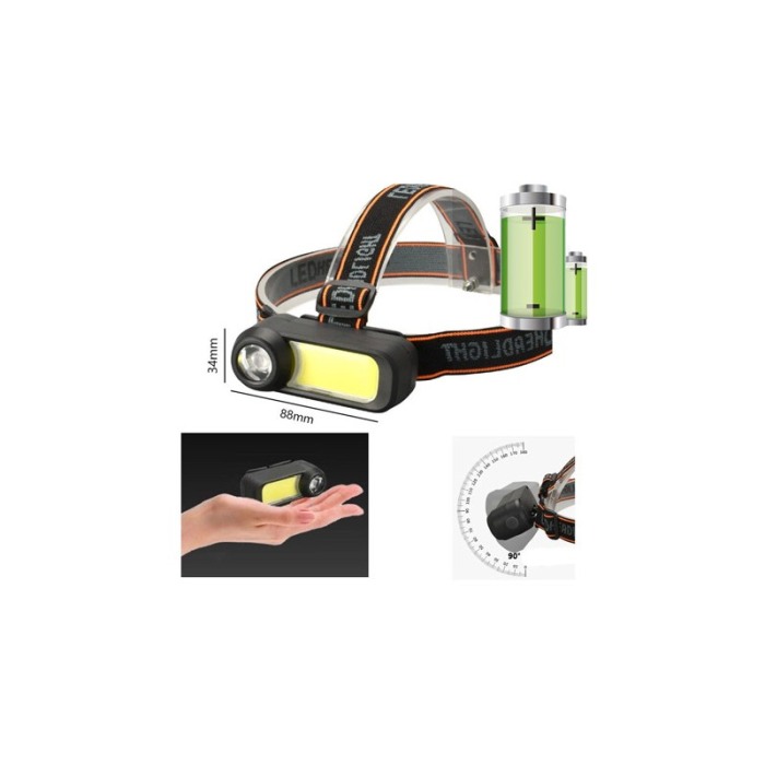 Lanterna de cap InLight, WH-1707 cu led XPE+COB, ajustabila 90 de grade, 2 moduri, USB inclus, negru, Doty®️ [3]