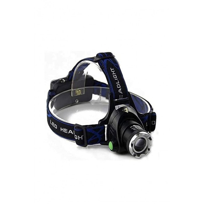 Lanterna frontala pentru cap BombLight, 3 Moduri Iluminare, Raza 800M, functioneaza cu baterii, negru/albastru [7]