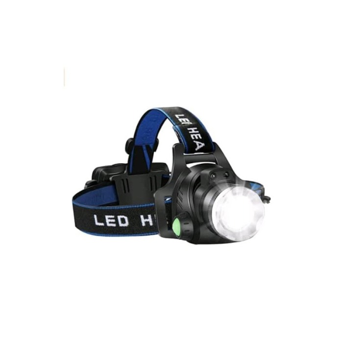 Lanterna frontala pentru cap BombLight, 3 Moduri Iluminare, Raza 800M, functioneaza cu baterii, negru/albastru [6]