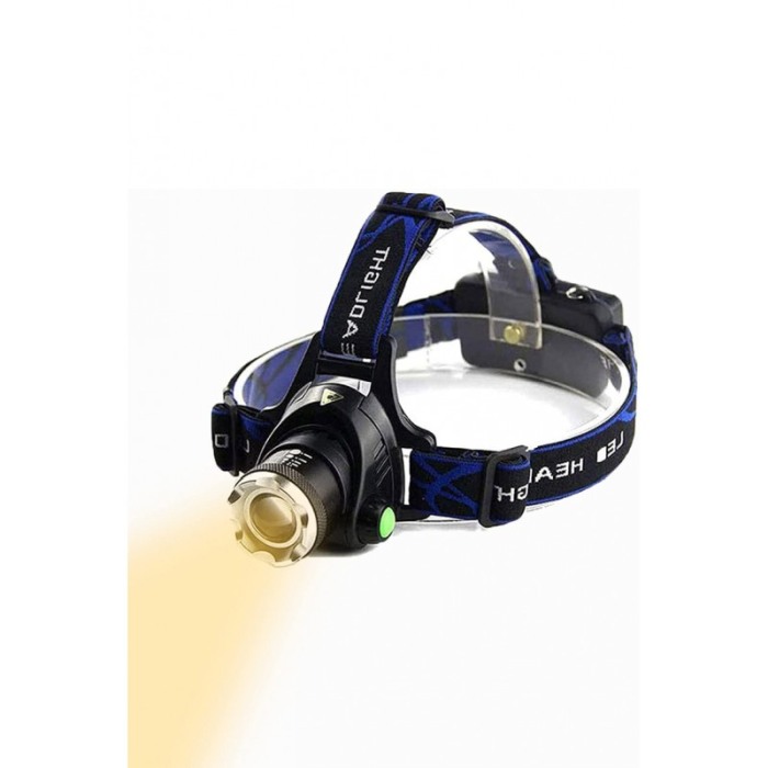Lanterna frontala pentru cap BombLight, 3 Moduri Iluminare, Raza 800M, functioneaza cu baterii, negru/albastru [5]