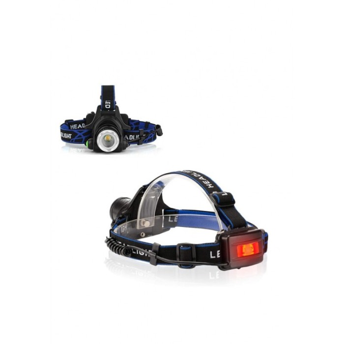 Lanterna frontala pentru cap BombLight, 3 Moduri Iluminare, Raza 800M, functioneaza cu baterii, negru/albastru [3]