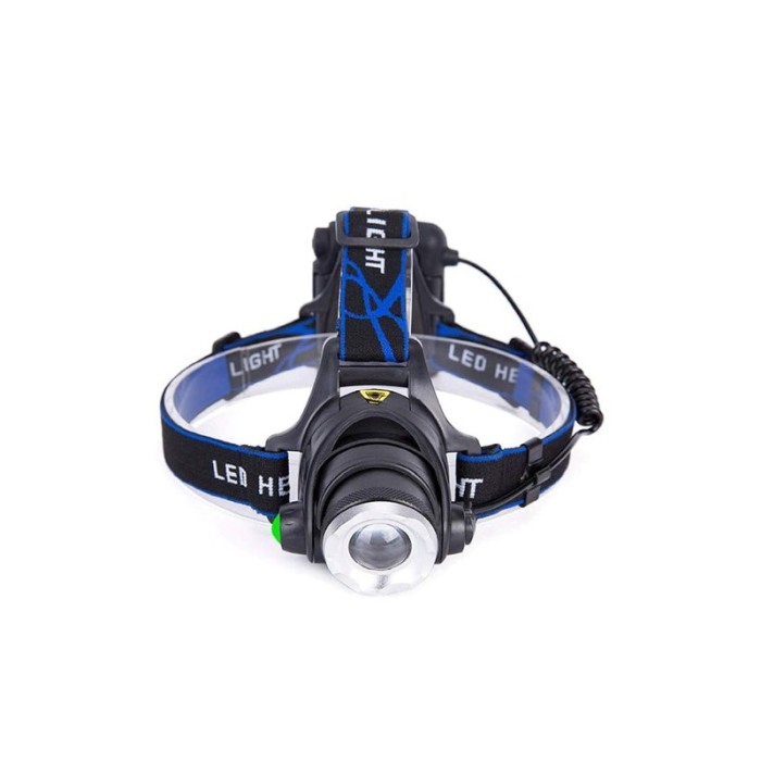 Lanterna frontala pentru cap BombLight, 3 Moduri Iluminare, Raza 800M, functioneaza cu baterii, negru/albastru [4]