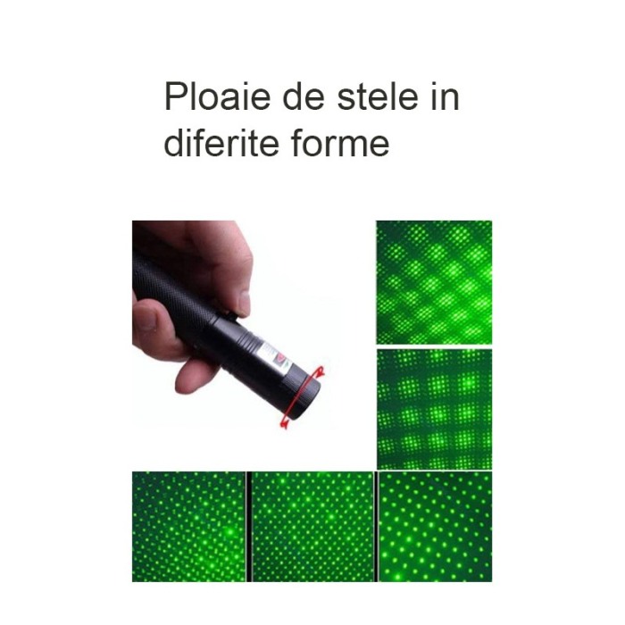 Lanterna Laser GreenLantern Doty.ro®, tip stilou, cu 3 Tipuri Fasciculi, 2 capete, raza de actiuni 1 km, negru [6]