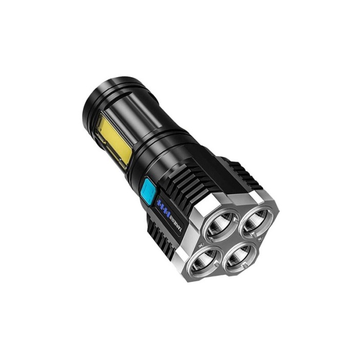 Lanterna LED AllFlash, reincarcabila, USB inclus, 4 moduri de lumina, 15x7 cm, negru, Doty®️ [1]