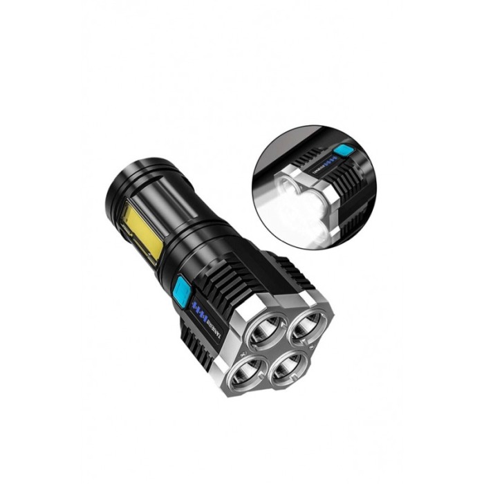Lanterna LED AllFlash, reincarcabila, USB inclus, 4 moduri de lumina, 15x7 cm, negru, Doty®️ [2]
