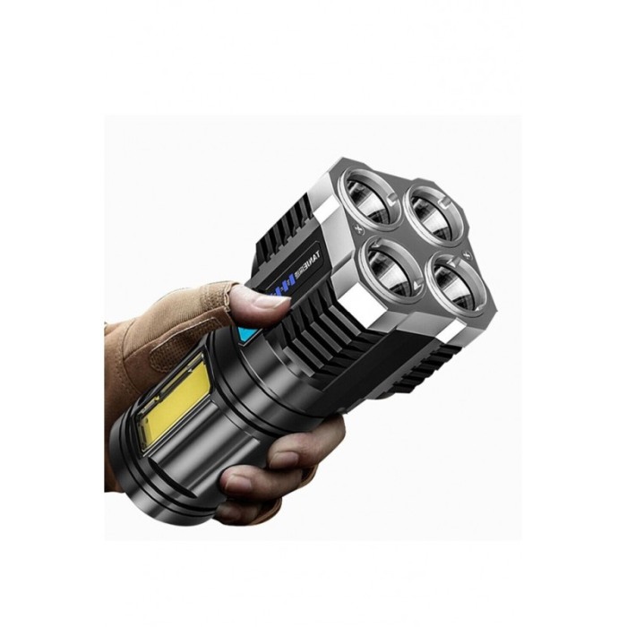 Lanterna LED AllFlash, reincarcabila, USB inclus, 4 moduri de lumina, 15x7 cm, negru, Doty®️ [3]