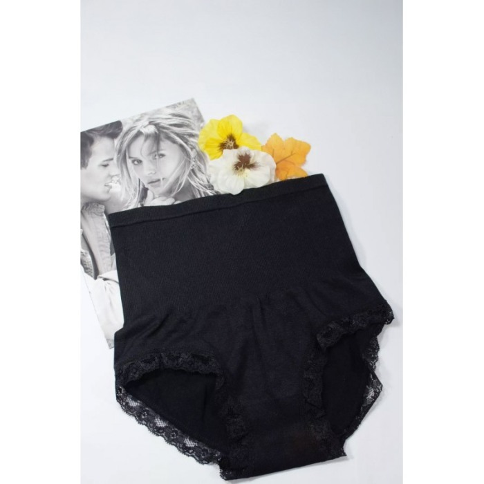 Lenjerie modelatoare No Tummy Doty®, cu talie inalta, control abdomen, fara cusaturi, cu dantela, negru, marime universala [7]