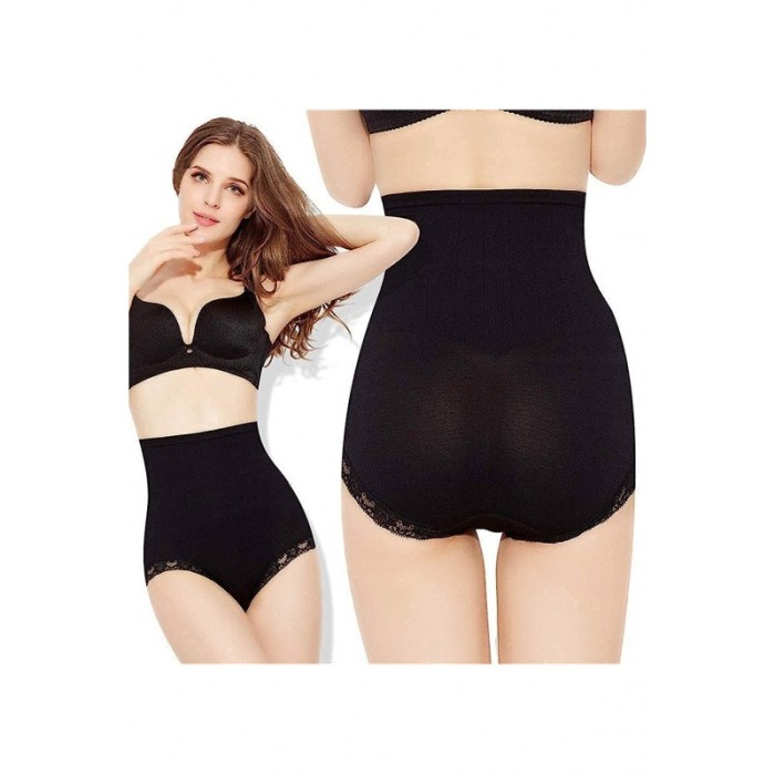 Lenjerie modelatoare No Tummy Doty®, cu talie inalta, control abdomen, fara cusaturi, cu dantela, negru, marime universala [4]