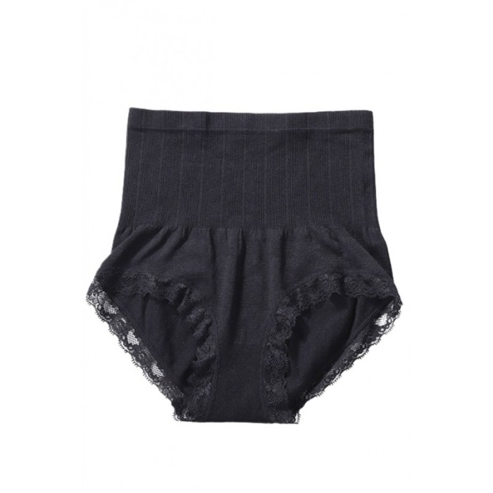 Lenjerie modelatoare No Tummy Doty®, cu talie inalta, control abdomen, fara cusaturi, cu dantela, negru, marime universala [1]