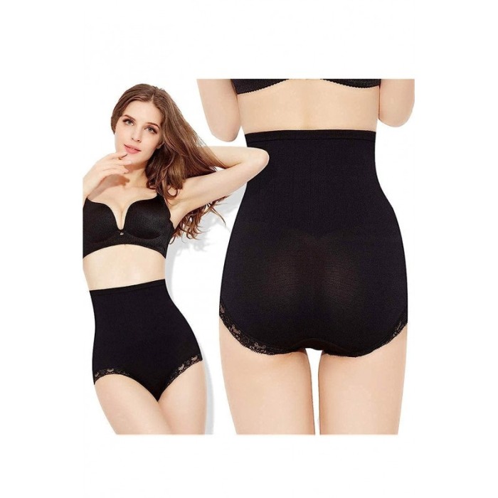Lenjerie modelatoare No Tummy Doty®, cu talie inalta, control abdomen, fara cusaturi, cu dantela, negru, marime universala [6]