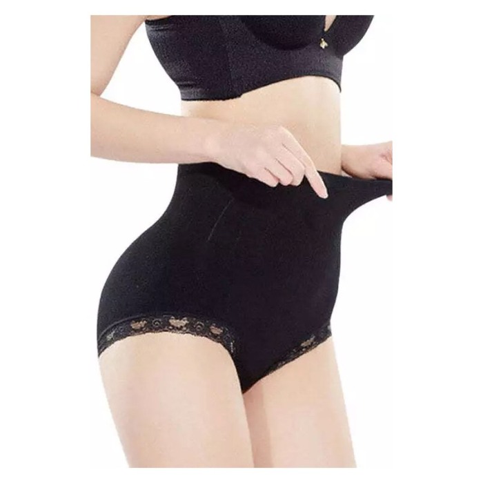 Lenjerie modelatoare No Tummy Doty®, cu talie inalta, control abdomen, fara cusaturi, cu dantela, negru, marime universala [8]