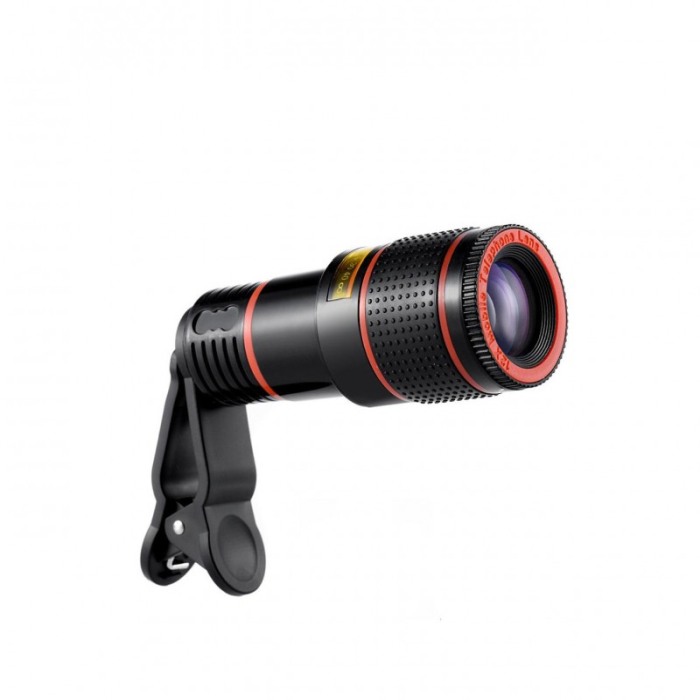 Lentila optica Top Zoom Lens, pentru telefon,tip telescop,marire 8X, clips de prindere, laveta inclusa, negru [5]