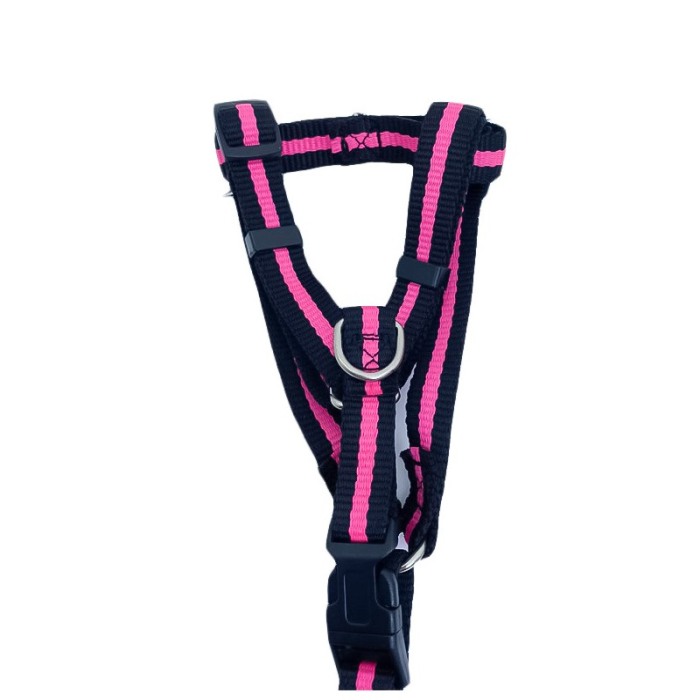 Lesa cu ham Baxter pentru caini de talie foarte mica, rezistenta,ajustabila,amortizor,125 cm, roz/negru [4]