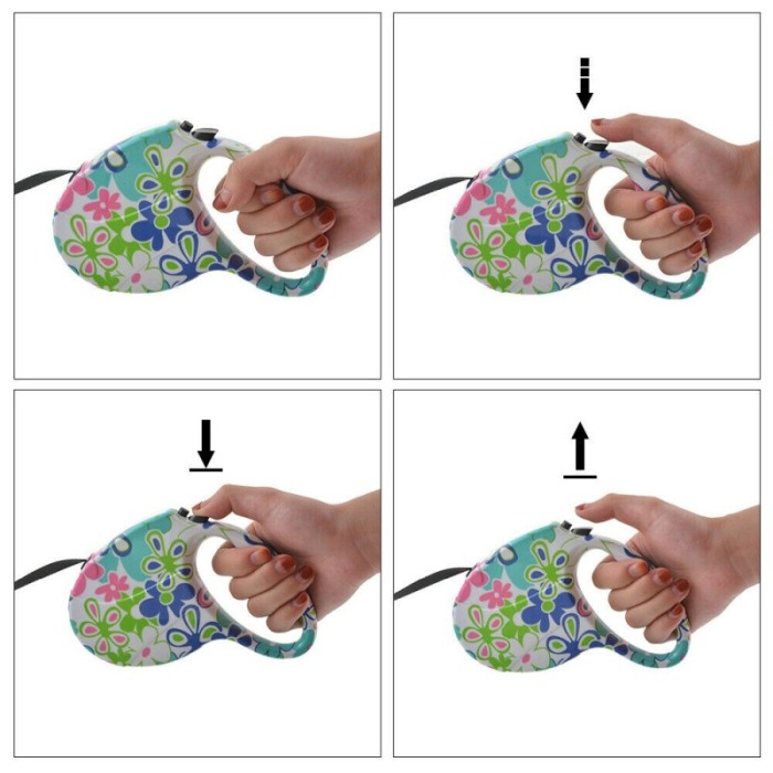 Lesa de 3 m retractabila pentru animale de companie cu design floral, Doty [3]