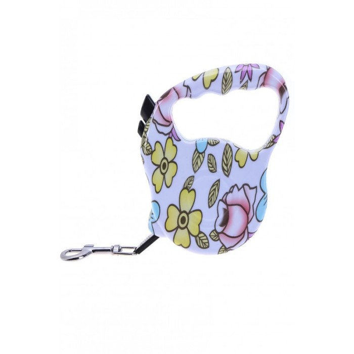 Lesa de 3 m retractabila pentru animale de companie, model cu flori, Doty [2]