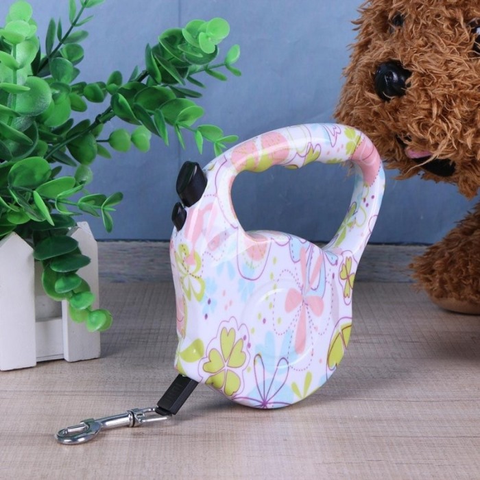 Lesa de 3 m retractabila pentru animale de companie, model floral, Doty [1]