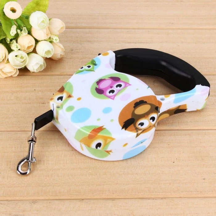 Lesa de 5 m retractabila cu blocator pentru animale de companie, model bufnite, Doty [8]