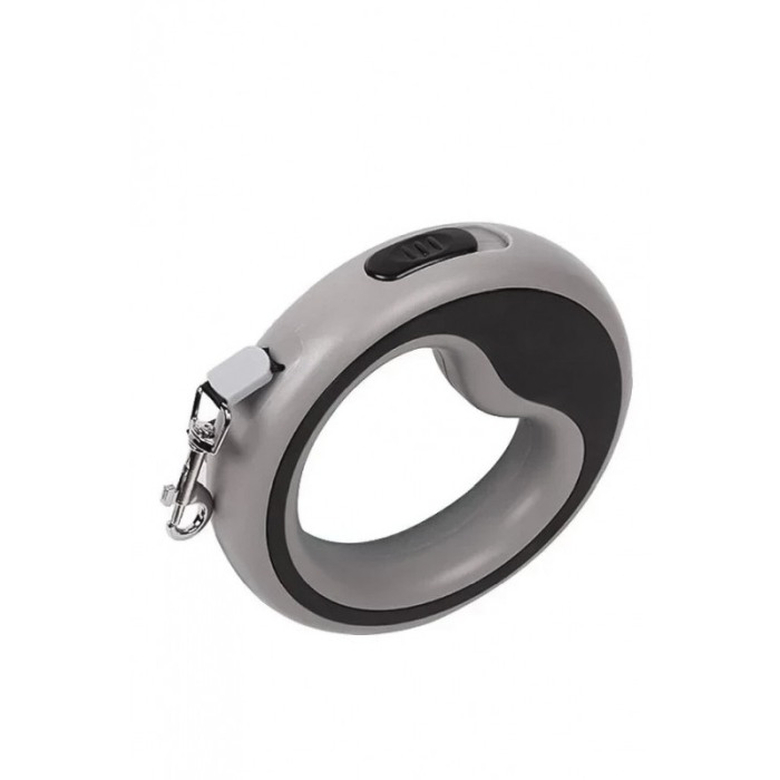 Lesa retractabila CircleLeash Doty®, pentru caini de talie mica/medie, design ergonomic, 2, 5 m, negru/gri [1]