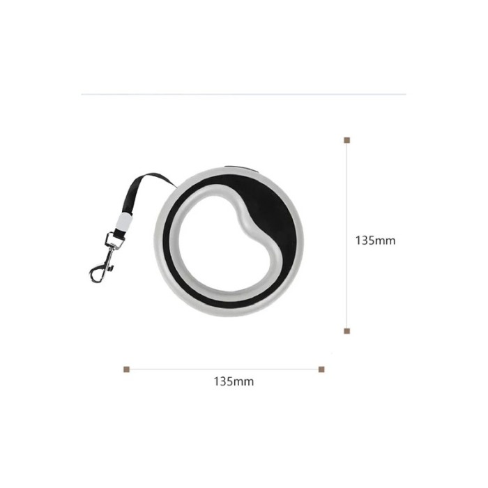 Lesa retractabila CircleLeash Doty®, pentru caini de talie mica/medie, design ergonomic, 2, 5 m, negru/gri [3]