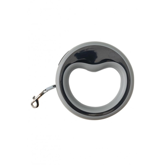 Lesa retractabila CircleLeash Doty®, pentru caini de talie mica/medie, design ergonomic, 2, 5 m, negru/gri [5]