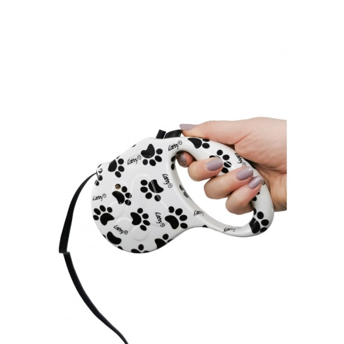Lesa retractabila PlushLeash Doty®, 5m, design creativ cu labute, perfect pentru animalele de companie de talie medie, alb/negru [5]