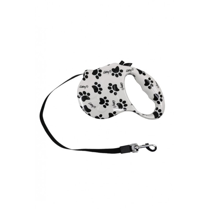 Lesa retractabila PlushLeash Doty®, 5m, design creativ cu labute, perfect pentru animalele de companie de talie medie, alb/negru [6]