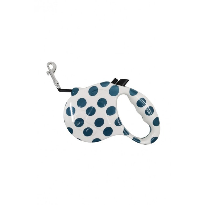 Lesa retractabila PlushLeash Doty®, 5m, design creativ, pentru animalele de companie de talie medie, alb/albastru [4]